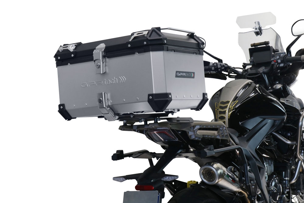 Top case em alumínio, cor prata com placa específica incluída Top case maletas GPR TECH compatível com Zontes 350 T1 ADV 2022/2024 e5