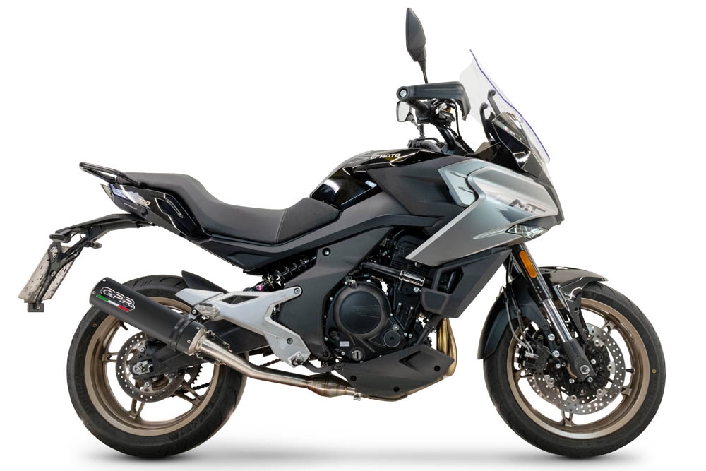 Escape compatível com Cf Moto 700 Mt 2023-2024, M3 Black Titanium, Sistema racing Silencioso com tubo de ligação 