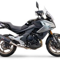 GPR escape compatível com  Cf Moto 700 Mt 2023-2024, New Grand Prix Evo Black Titanium, Escape legal, homologado, silenciador com catalisador, db killer removível e tubo de ligação específico 