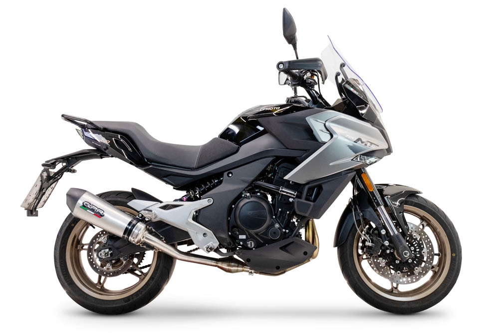 GPR escape compatível com  Cf Moto 700 Mt 2023-2024, New Grand Prix Evo Titanium, Escapamento Racing, silenciador com conexão específica e db killer removível 