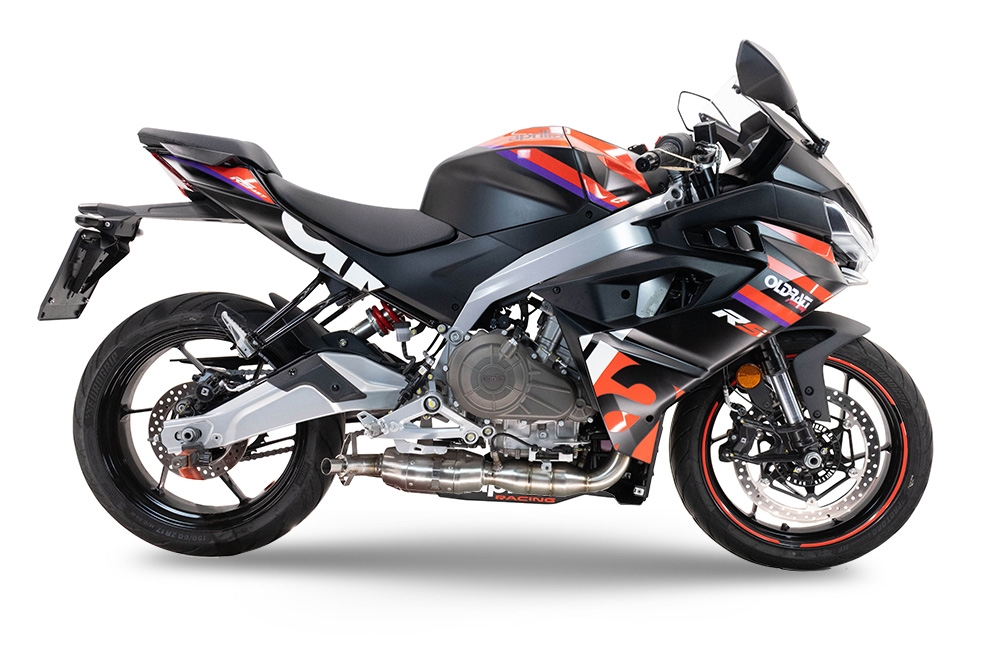 Escape compatível com Aprilia RS 457 2024-2025, Ghost Inox, Escape racing linha completa, silencioso mais coletor com dbkiller, não homologado 