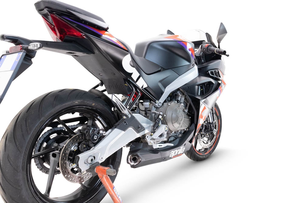 Escape compatível com Aprilia RS 457 2024-2025, Ghost Inox, Escape racing linha completa, silencioso mais coletor com dbkiller, não homologado 