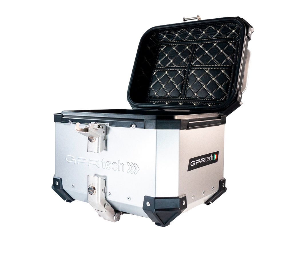 GPR TECH TOP CASE ALPI-TECH 26 LT. PRATA Top case em alumínio, cor prata com placa universal incluída Capacidade Litros 26