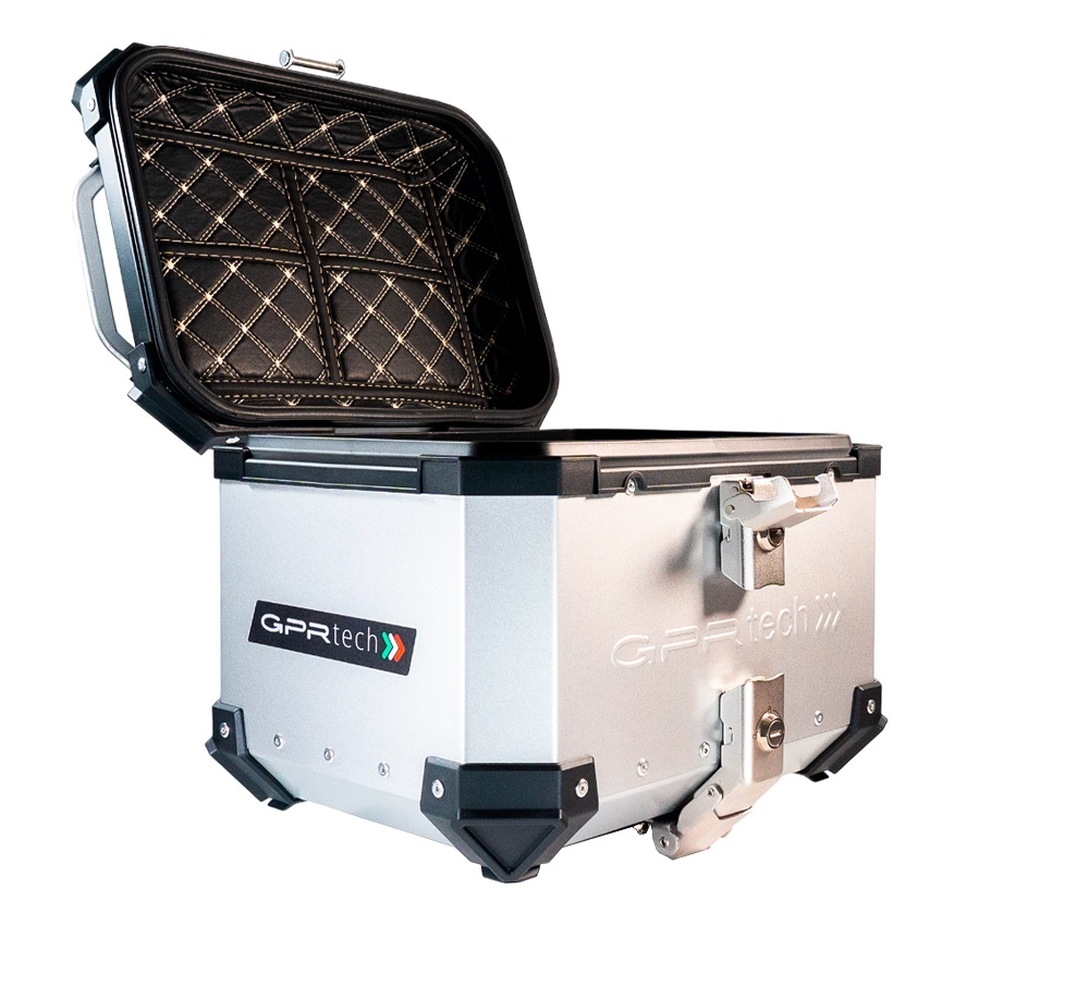 GPR TECH TOP CASE ALPI-TECH 26 LT. PRATA Top case em alumínio, cor prata com placa universal incluída Capacidade Litros 26