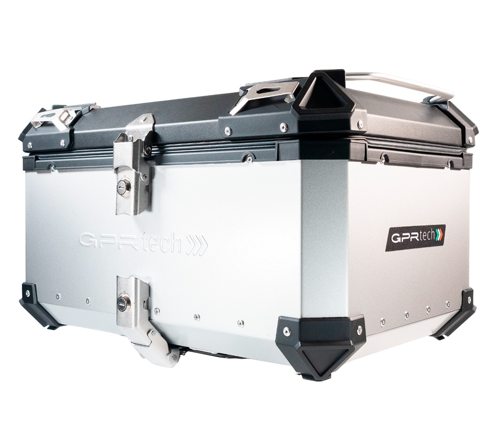 Top case em alumínio, cor prata com placa específica incluída Top case maletas GPR TECH compatível com Benelli Trk 251 2019/2023