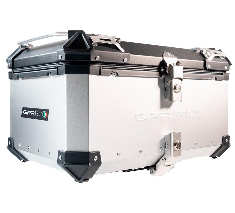 Top case em alumínio, cor prata com placa específica incluída Top case maletas GPR TECH compatível com Benelli Trk 251 2019/2023