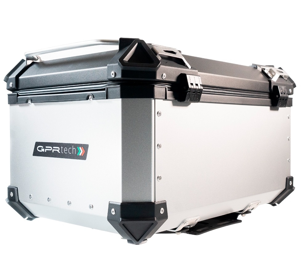 Top case em alumínio, cor prata com placa específica incluída Top case maletas GPR TECH compatível com Benelli Trk 251 2019/2023
