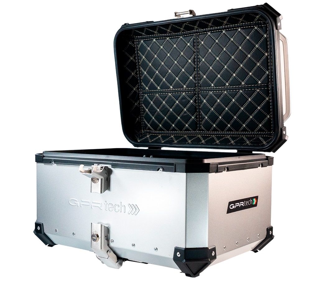 Top case em alumínio, cor prata com placa específica incluída Top case maletas GPR TECH compatível com Benelli Trk 251 2019/2023