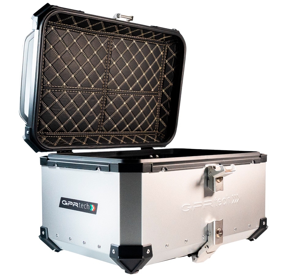 GPR TECH TOP CASE ALPI-TECH 55 LT. PRATA Top case em alumínio, cor prata com placa universal incluída Capacidade Litros 55