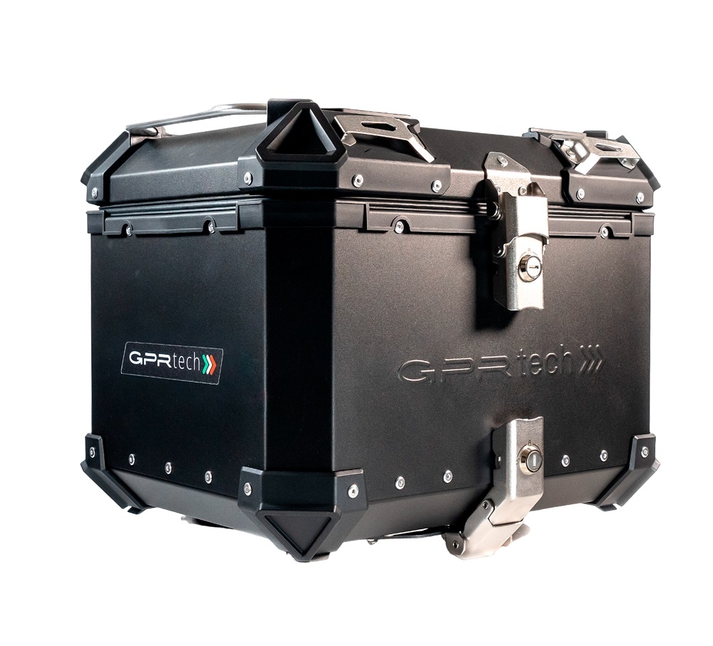 Top case em alumínio, cor preta com placa específica incluída Top case maletas GPR TECH compatível com Benelli Trk 251 2019/2023