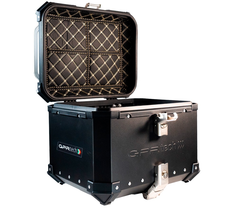 Top case em alumínio, cor preta com placa específica incluída Top case maletas GPR TECH compatível com Benelli Trk 251 2019/2023