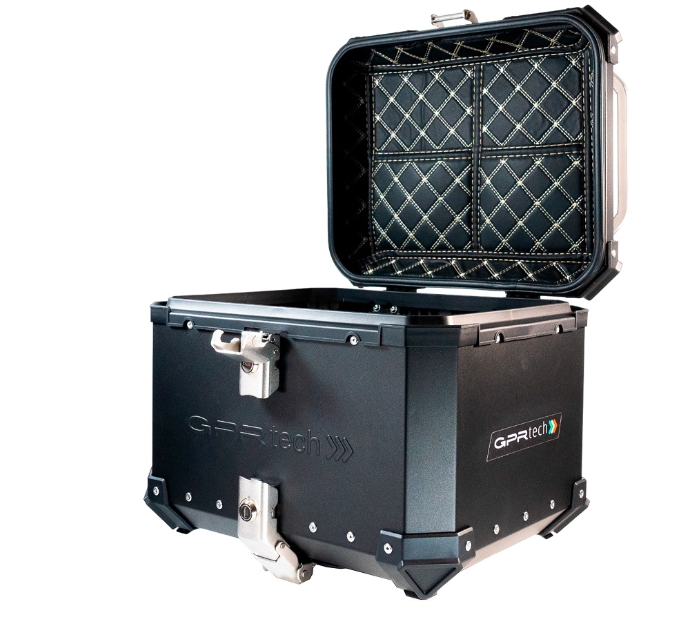 Top case em alumínio, cor preta com placa específica incluída Top case maletas GPR TECH compatível com Benelli Trk 251 2019/2023