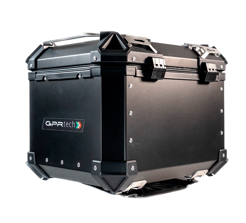 Top case em alumínio, cor preta com placa específica incluída Top case maletas GPR TECH compatível com Bmw G 310 Gs 2017/2021 e4