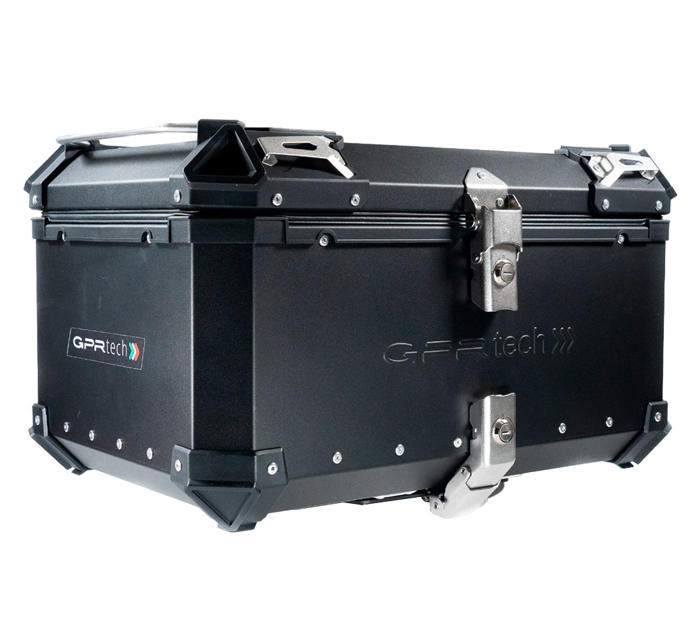 Top case em alumínio, cor preta com placa específica incluída Top case maletas GPR TECH compatível com Benelli Trk 251 2019/2023