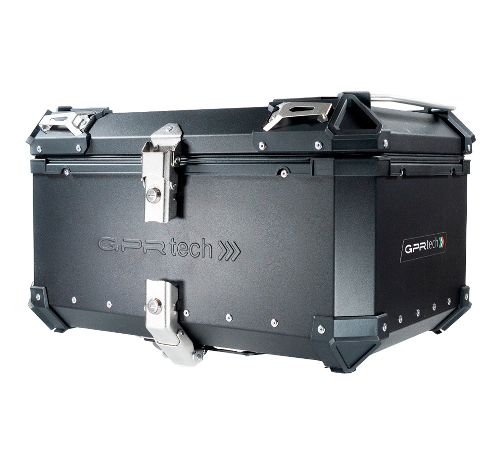 Top case em alumínio, cor preta com placa específica incluída Top case maletas GPR TECH compatível com Benelli Trk 251 2019/2023