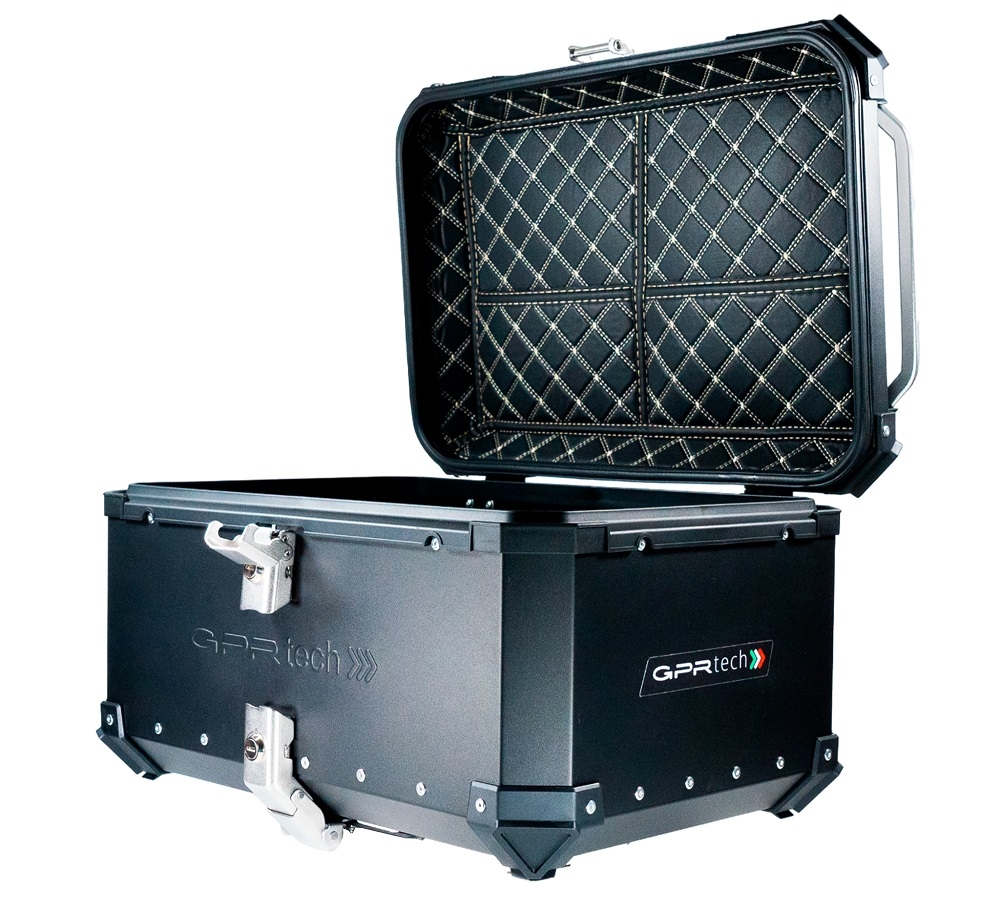 Top case em alumínio, cor preta com placa específica incluída Top case maletas GPR TECH compatível com Benelli Trk 251 2019/2023