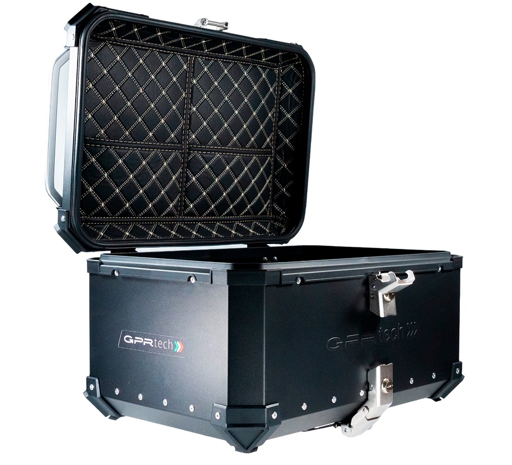 Top case em alumínio, cor preta com placa específica incluída Top case maletas GPR TECH compatível com Bmw G 310 Gs 2022/2024 e5