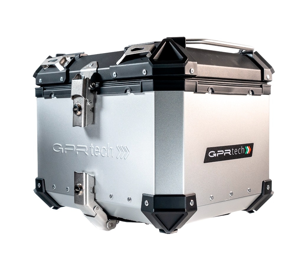 Top case em alumínio, cor prata com placa específica incluída Top case maletas GPR TECH compatível com Benelli Trk 251 2019/2023