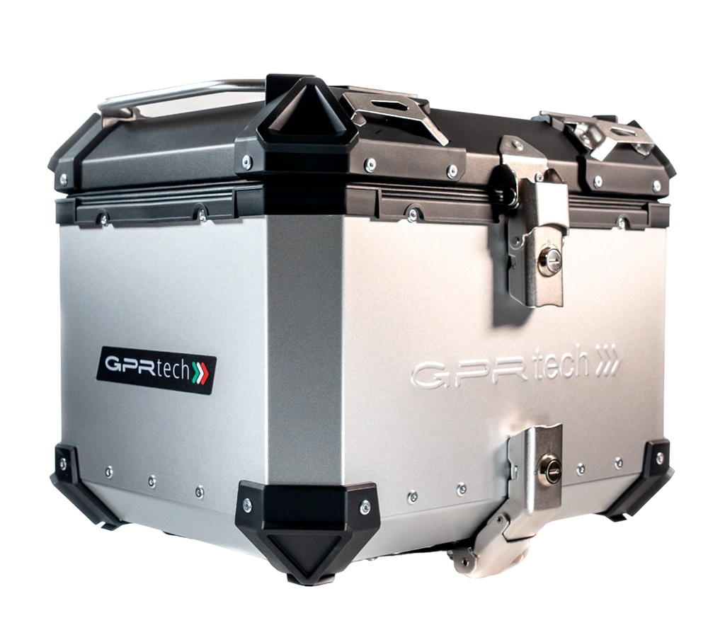 Top case em alumínio, cor prata com placa específica incluída Top case maletas GPR TECH compatível com Benelli Trk 251 2019/2023