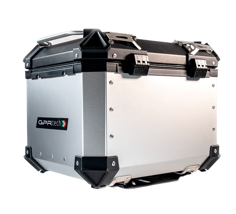 Top case em alumínio, cor prata com placa específica incluída Top case maletas GPR TECH compatível com Benelli Trk 251 2019/2023