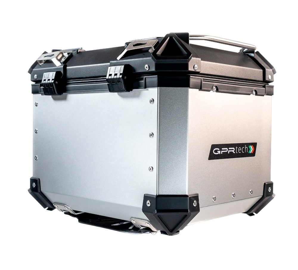 Top case em alumínio, cor prata com placa específica incluída Top case maletas GPR TECH compatível com Benelli Trk 251 2019/2023