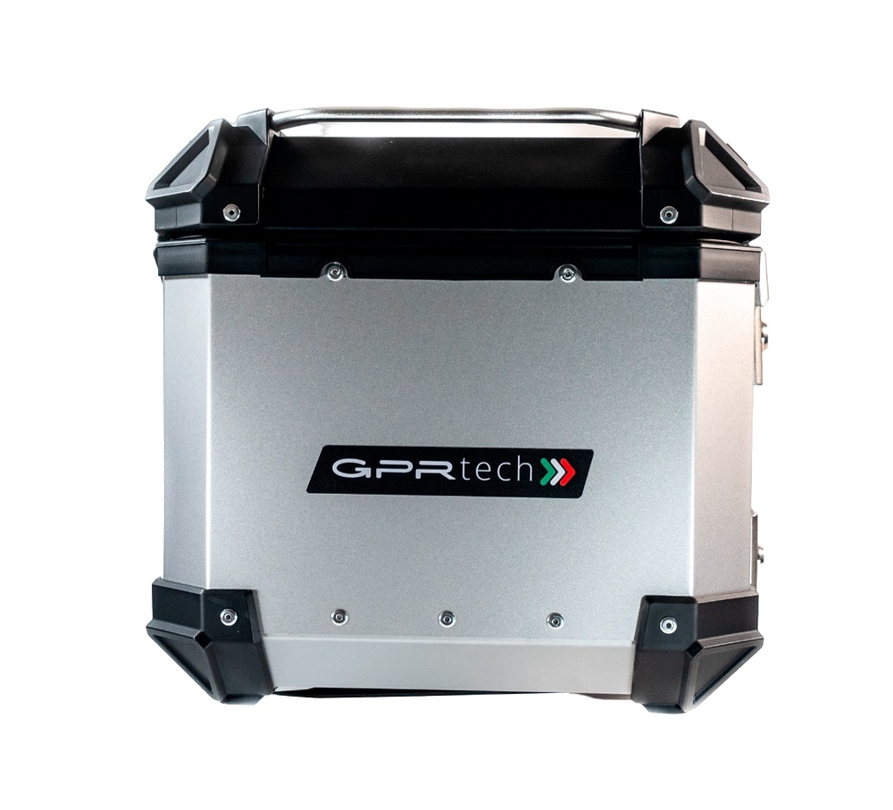 Top case em alumínio, cor prata com placa específica incluída Top case maletas GPR TECH compatível com Benelli Trk 251 2019/2023