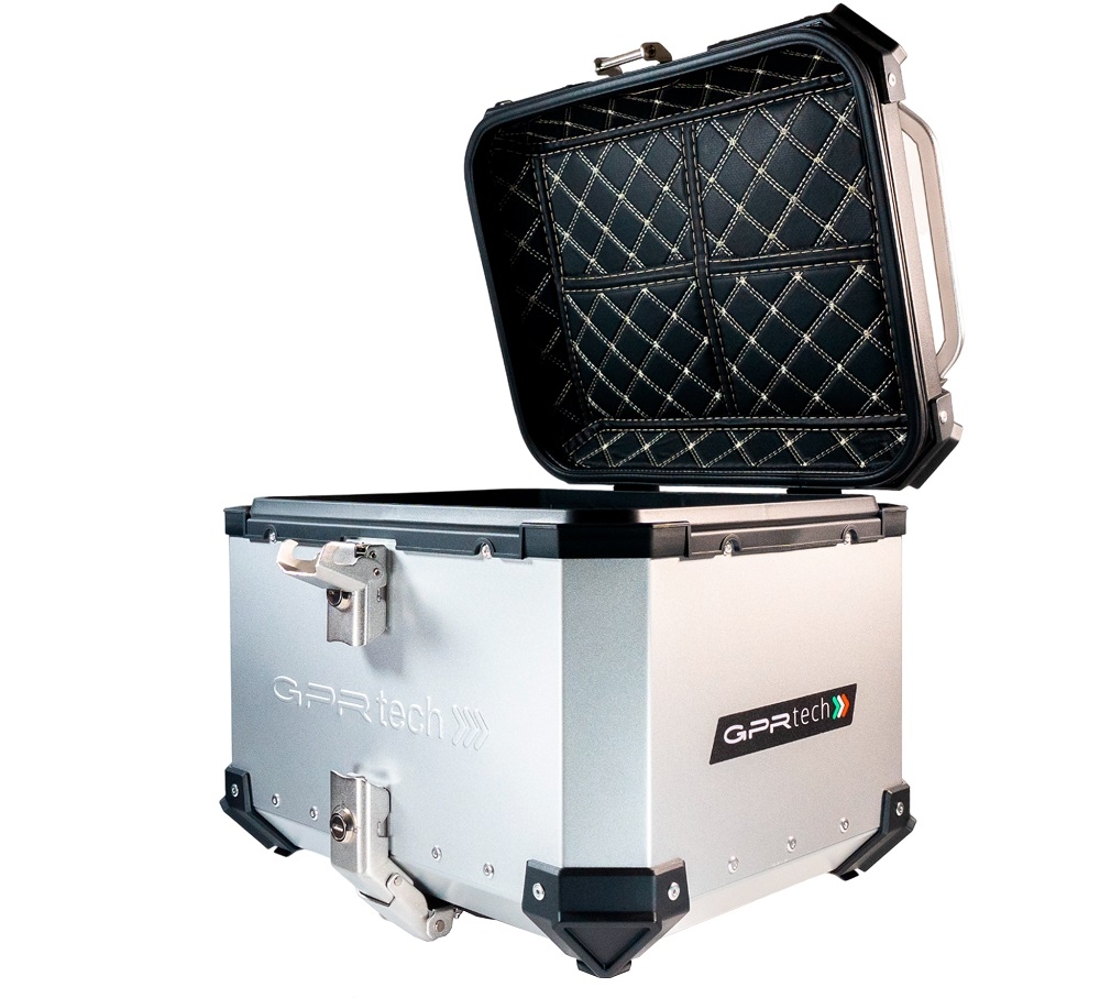 Top case em alumínio, cor prata com placa específica incluída Top case maletas GPR TECH compatível com Benelli Trk 251 2019/2023