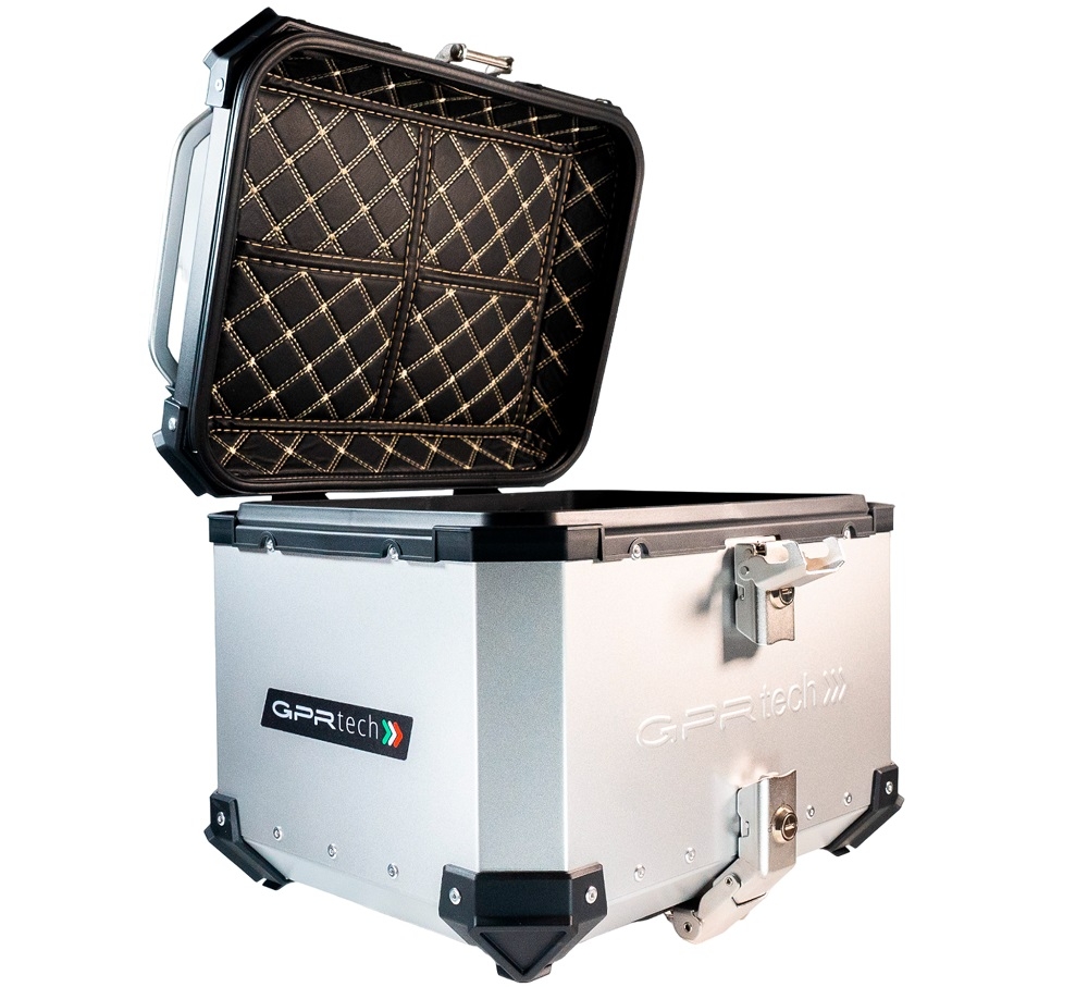 Top case em alumínio, cor prata com placa específica incluída Top case maletas GPR TECH compatível com Bmw G 310 Gs 2022/2024 e5