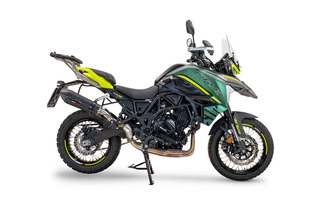 GPR escape compatível com  Benelli Trk 702 X 2023-2024, New Grand Prix Evo Black Titanium, Escape legal, homologado, silenciador com db killer removível e tubo de ligação específico 