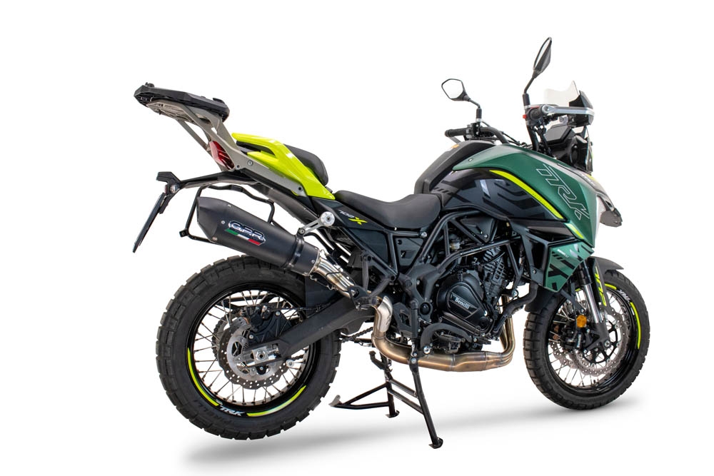 GPR escape compatível com  Benelli Trk 702 X 2023-2024, New Grand Prix Evo Black Titanium, Escape legal, homologado, silenciador com db killer removível e tubo de ligação específico 