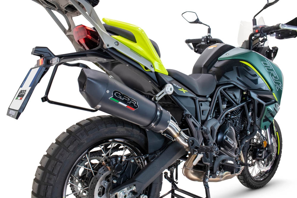 GPR escape compatível com  Benelli Trk 702 X 2023-2024, New Grand Prix Evo Black Titanium, Escape legal, homologado, silenciador com db killer removível e tubo de ligação específico 