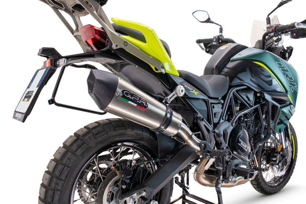 GPR escape compatível com  Benelli Trk 702 X 2023-2024, New Grand Prix Evo Titanium, Escape legal, homologado, silenciador com db killer removível e tubo de ligação específico 