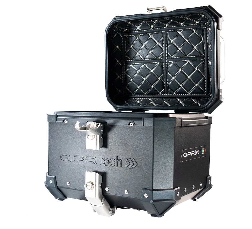 Top case em alumínio, cor preta com placa específica incluída Top case maletas GPR TECH compatível com Bmw G 310 Gs 2022/2024 e5
