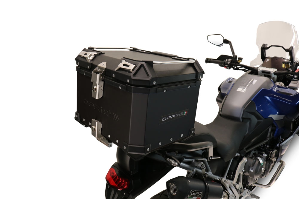 Top case em alumínio, cor preta com placa específica incluída Top case maletas GPR TECH compatível com Triumph Tiger 900 2020/2023 e5