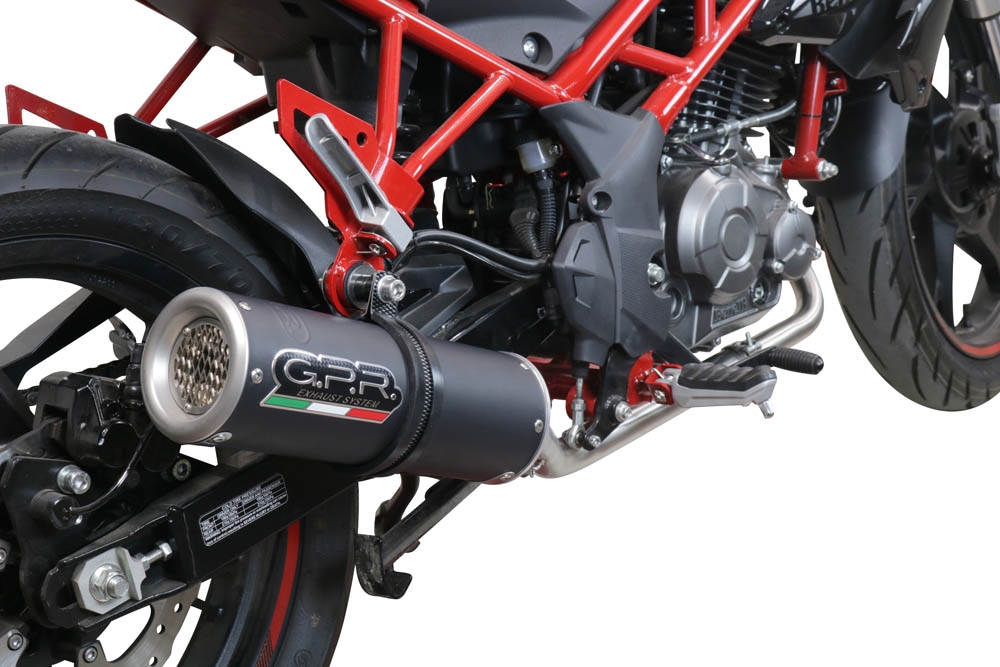 Escape compatível com Benelli Bn 125 2021-2024, M3 Black Titanium, Sistema homologado com catalisador linha completa, silencioso mais coletor 