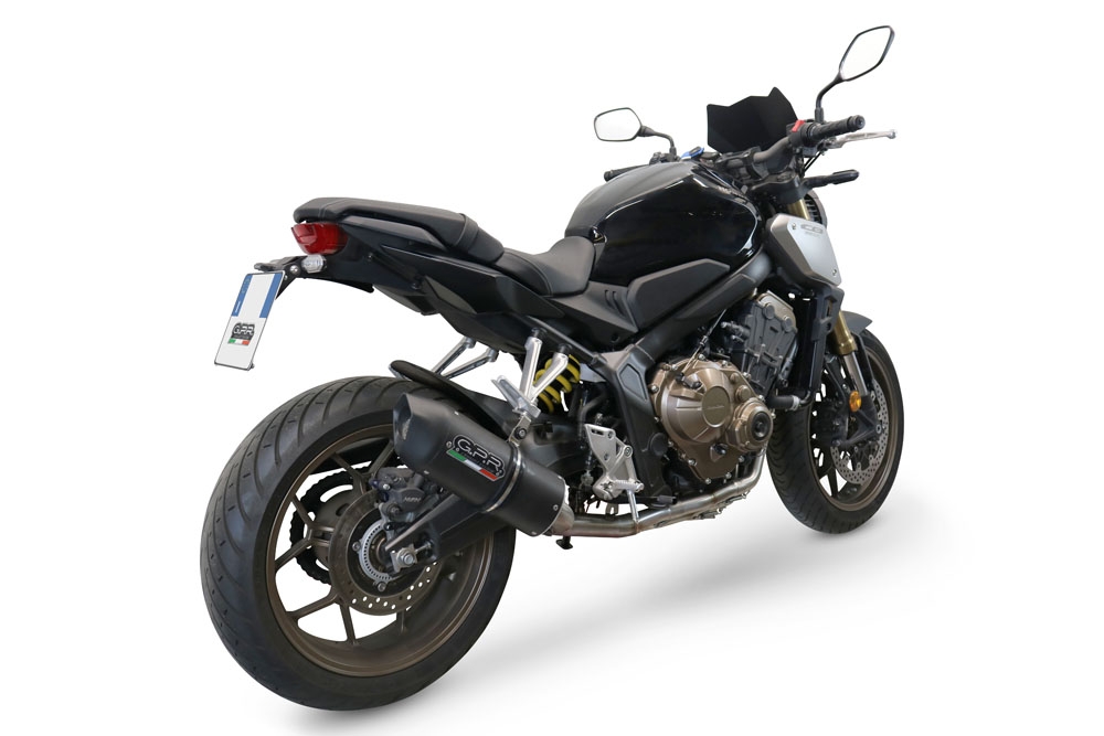 Escape compatível com Honda Cb 650 R 2019-2020, Furore Evo4 Nero, Sistema homologado com catalisador linha completa, silencioso mais coletor 