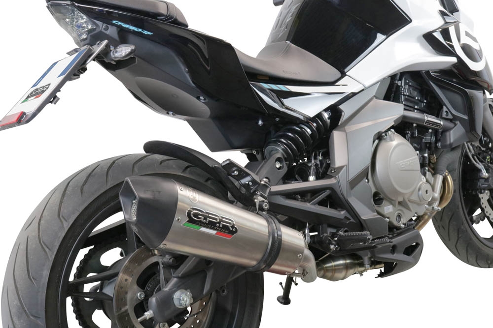 GPR escape compatível com  Cf Moto 400 NK 2019-2020, New Grand Prix Evo Titanium, Escape legal, homologado, silenciador com catalisador, db killer removível e tubo de ligação específico 