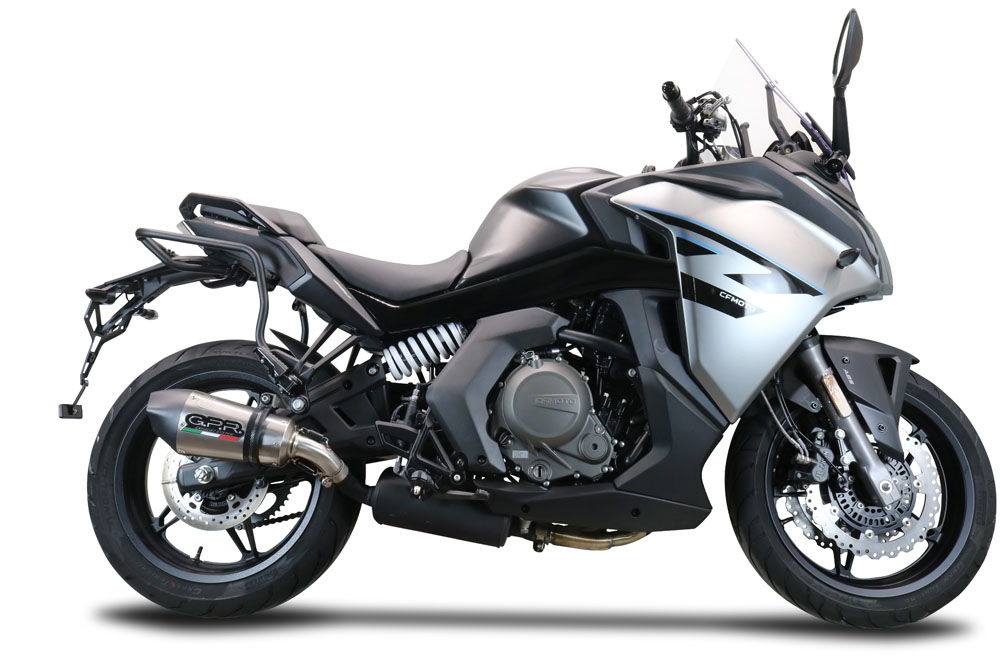 GPR escape compatível com  Cf Moto 650 Gt 2022-2024, New Grand Prix Evo Titanium, Escape legal, homologado, silenciador com db killer removível e tubo de ligação específico 
