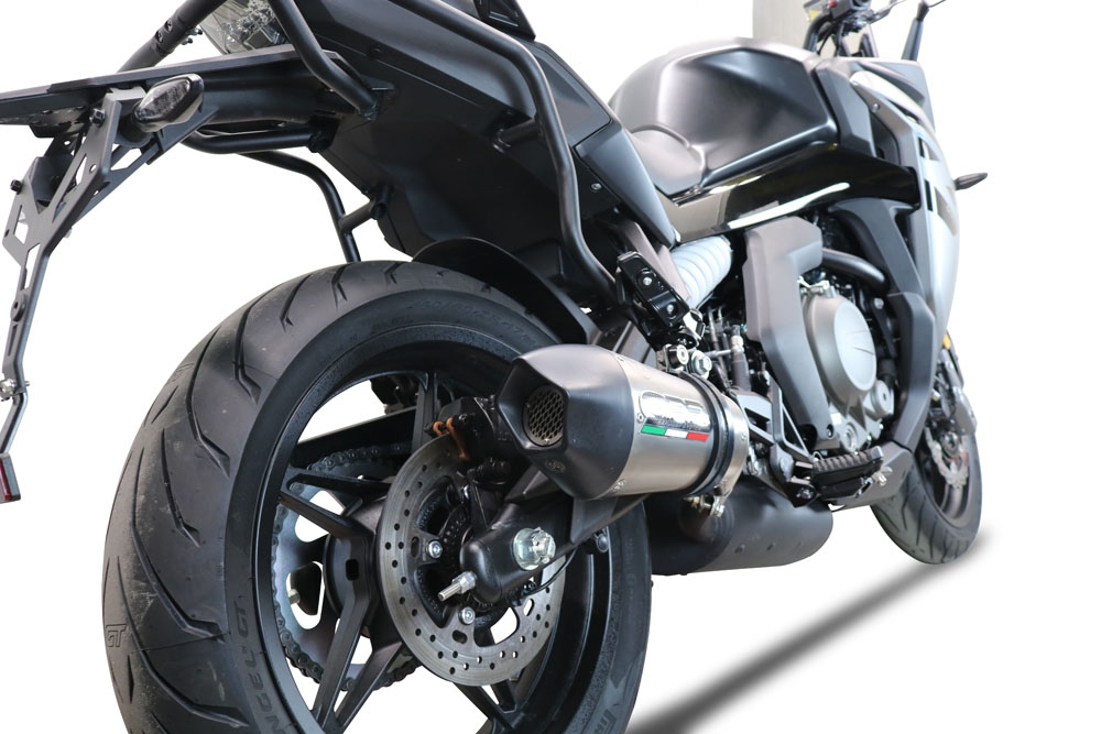 GPR escape compatível com  Cf Moto 650 Gt 2022-2024, New Grand Prix Evo Titanium, Escape legal, homologado, silenciador com db killer removível e tubo de ligação específico 