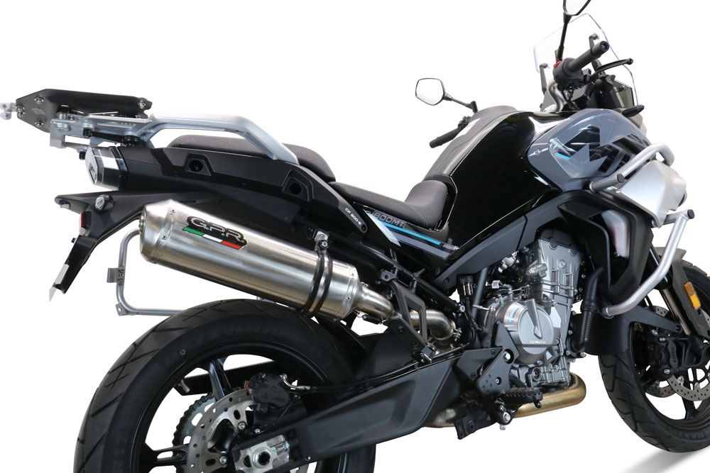 Escape compatível com Cf Moto 800 Mt Sport 2025-2026, Satinox , Escape legal, homologado, silenciador com db killer removível e tubo de ligação específico 