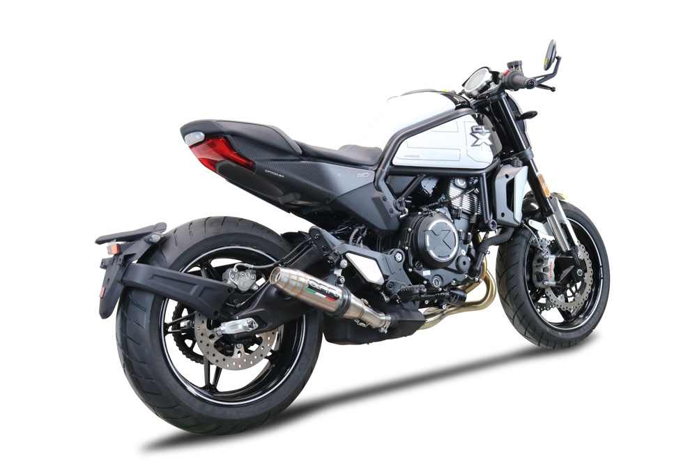 Escape compatível com Cf Moto 700 CL-X Adv 2022-2024, Deeptone Inox, Escape legal, homologado, silenciador com db killer removível e tubo de ligação específico 