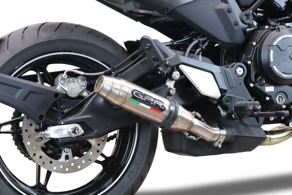 Escape compatível com Cf Moto 700 CL-X Adv 2022-2024, Deeptone Inox, Escape legal, homologado, silenciador com db killer removível e tubo de ligação específico 