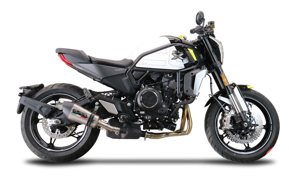 GPR escape compatível com  Cf Moto 700 CL-X Heritage  2022-2024, New Grand Prix Evo Titanium, Escape legal, homologado, silenciador com db killer removível e tubo de ligação específico 