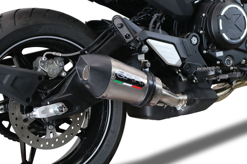 GPR escape compatível com  Cf Moto 700 CL-X Heritage  2022-2024, New Grand Prix Evo Titanium, Escape legal, homologado, silenciador com db killer removível e tubo de ligação específico 