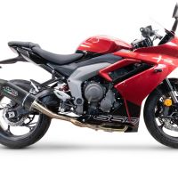 Escape compatível com Triumph Daytona 660 2023-2025, Furore Evo4 Nero, Sistema homologado com catalisador linha completa, silencioso mais coletor 