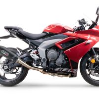 GPR escape compatível com  Triumph Daytona 660 2023-2025, New Grand Prix Evo Black Titanium, Sistema homologado com catalisador linha completa, silencioso mais coletor 