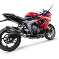 GPR escape compatível com  Triumph Daytona 660 2023-2025, New Grand Prix Evo Black Titanium, Sistema homologado com catalisador linha completa, silencioso mais coletor 