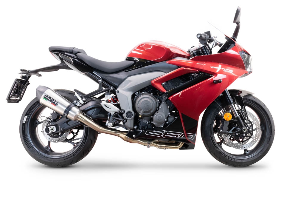 GPR escape compatível com  Triumph Daytona 660 2023-2025, New Grand Prix Evo Titanium, Sistema homologado com catalisador linha completa, silencioso mais coletor 