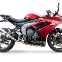 GPR escape compatível com  Triumph Daytona 660 2023-2025, New Grand Prix Evo Titanium, Sistema homologado com catalisador linha completa, silencioso mais coletor 