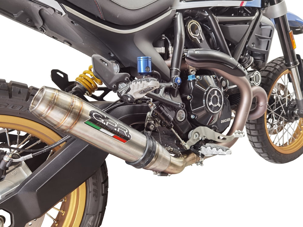 Escape compatível com Ducati Scrambler 800 Desert Sled -DS Fasthouse 2021-2024, Deeptone Inox, Escape legal, homologado, silenciador com catalisador, db killer removível e tubo de ligação específico 